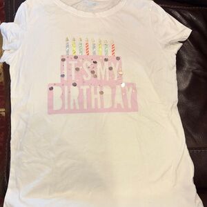 Cat & Jack White 'It's My Birthday' Tee with Pink Cake Design